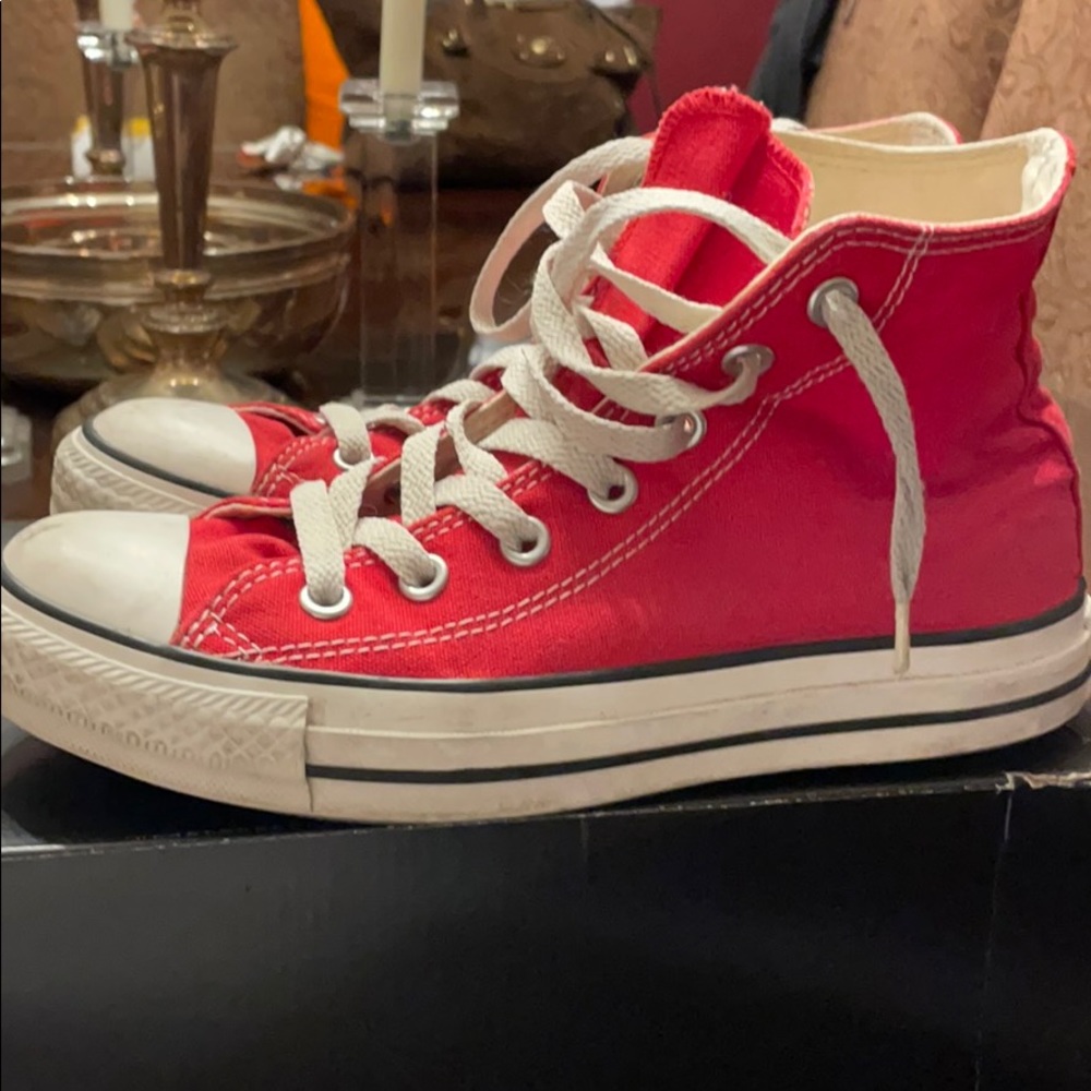 Converse, used in red